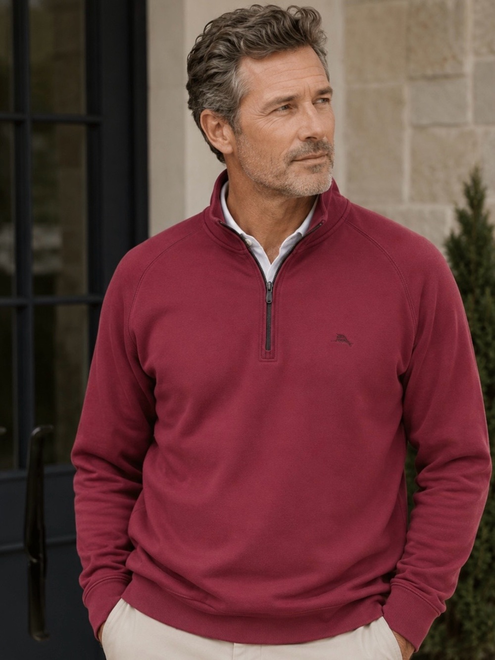 Tommy Bahama burgundy 1/4 zip pullover